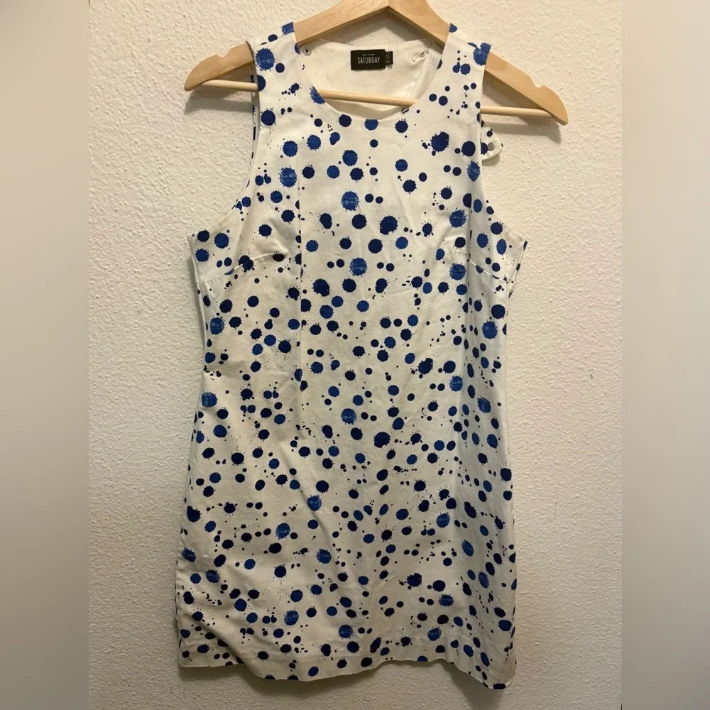 kate spade White Mini Dress w/Blue Spot Print